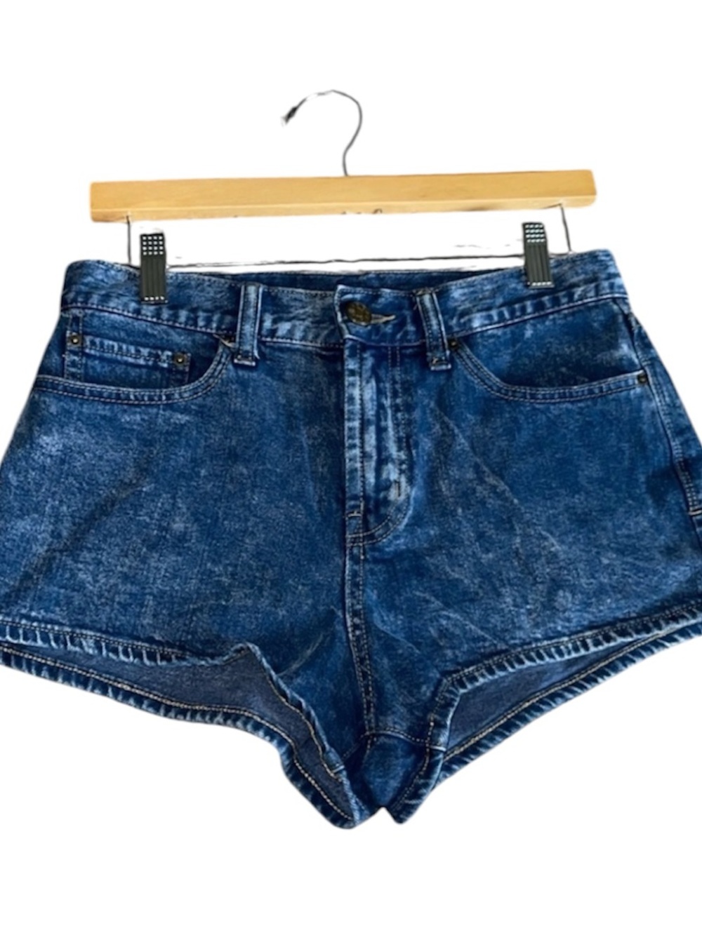 Acid wash booty shorts